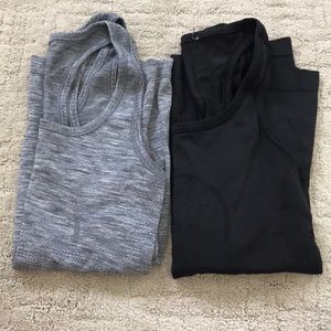 Lululemon black and grey swiftly tanks